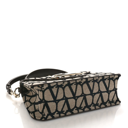 Valentino Garavani Toile Iconographe Goatskin VLogo Small Loco Top Handle Bag Naturale Black Fondant 4 of 7