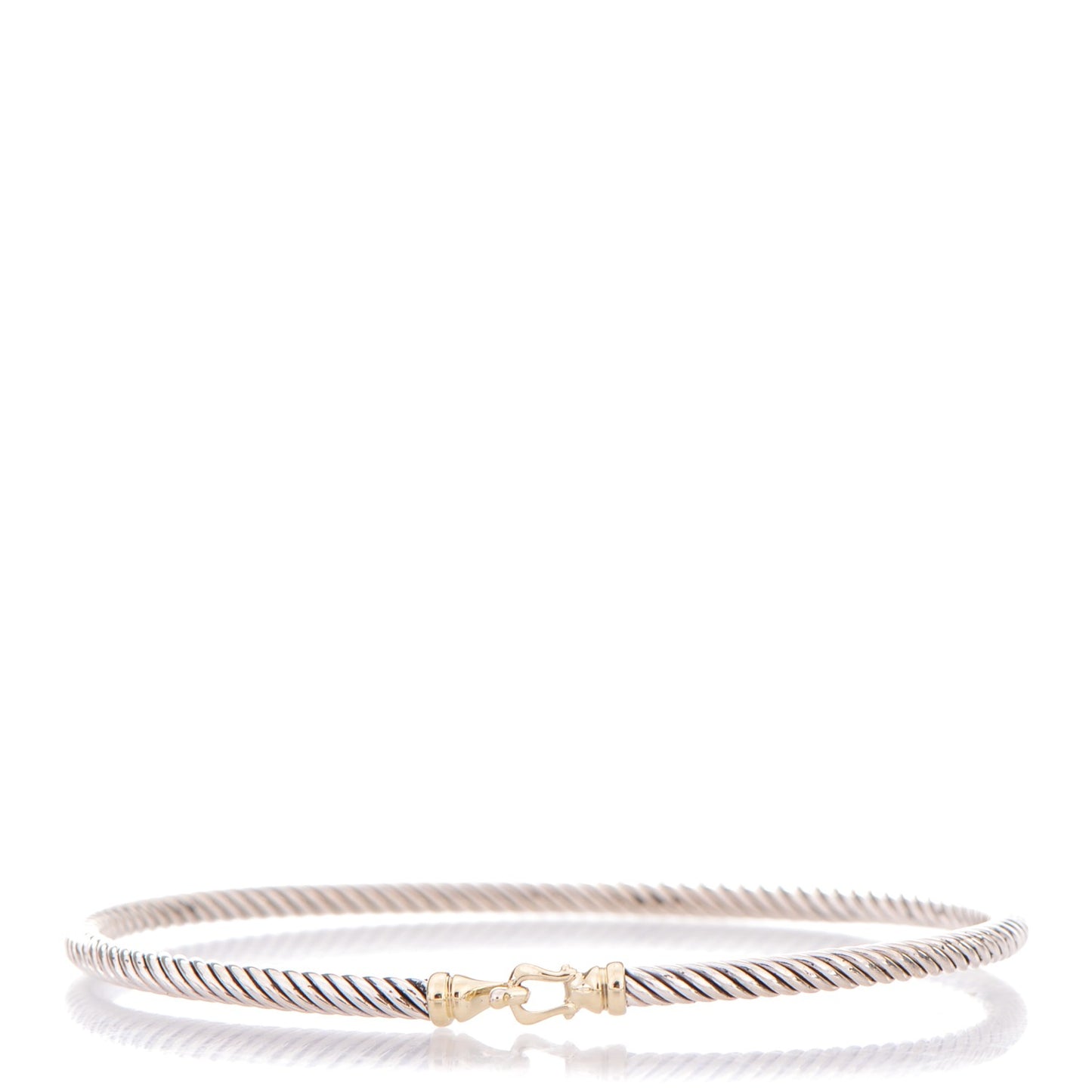 Sterling Silver 18K Yellow Gold 3mm Cable Buckle Bracelet