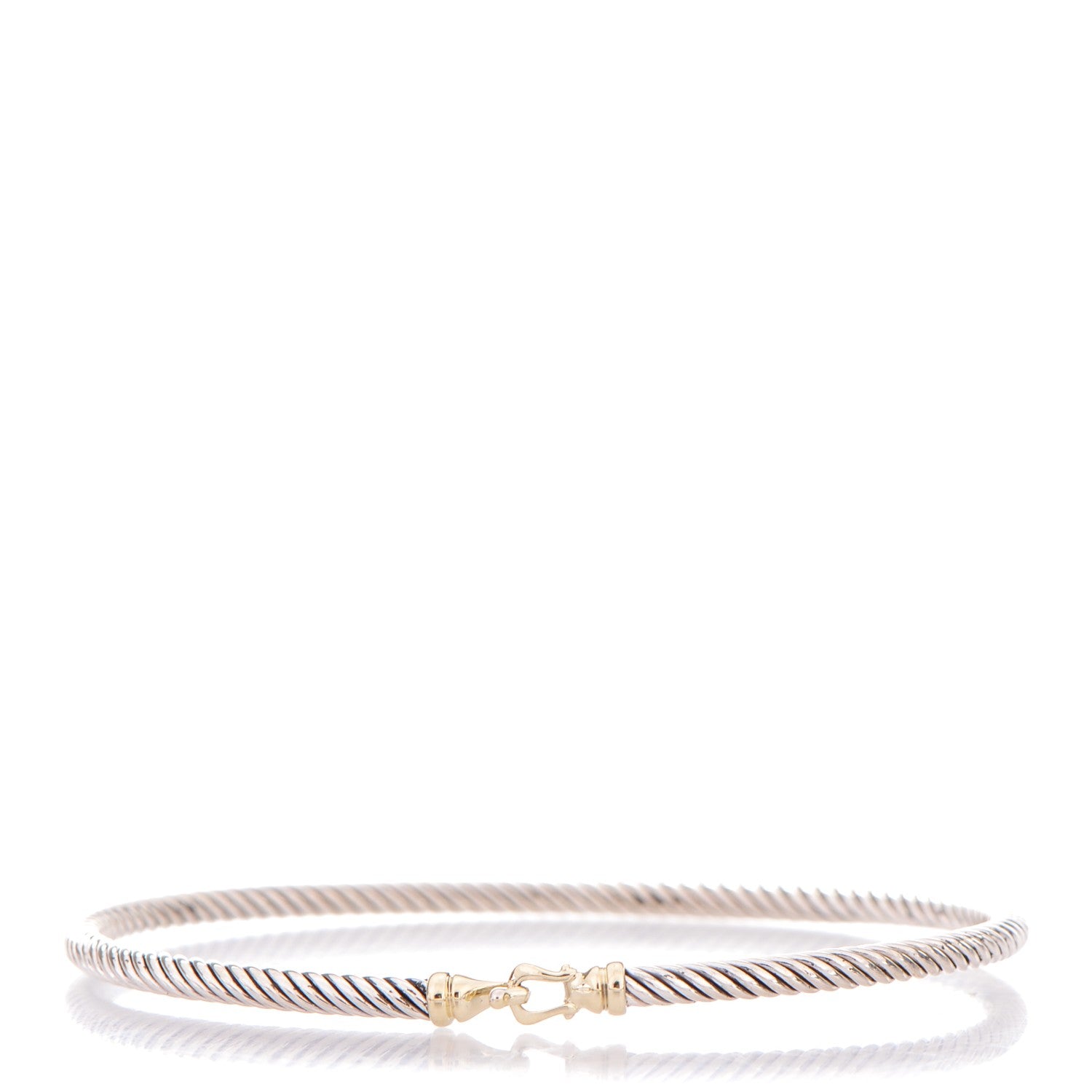 David Yurman Sterling Silver 18K Yellow Gold 3mm Cable Buckle Bracelet 1 of 4