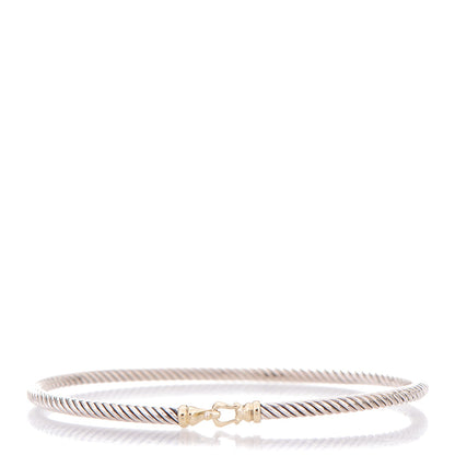 David Yurman Sterling Silver 18K Yellow Gold 3mm Cable Buckle Bracelet 1 of 4