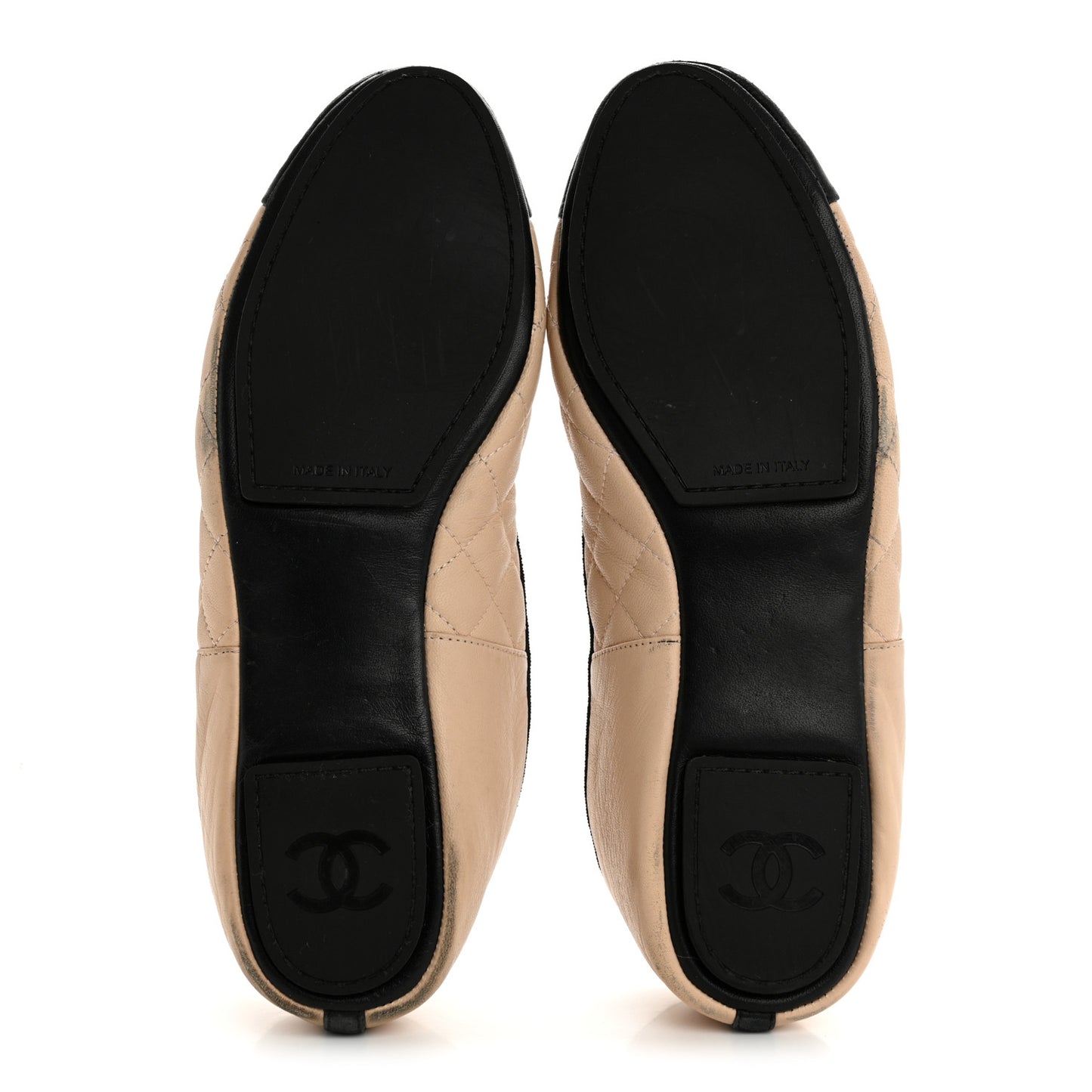 Lambskin Quilted Cap Toe Slipper With Pouch 39 Beige Black