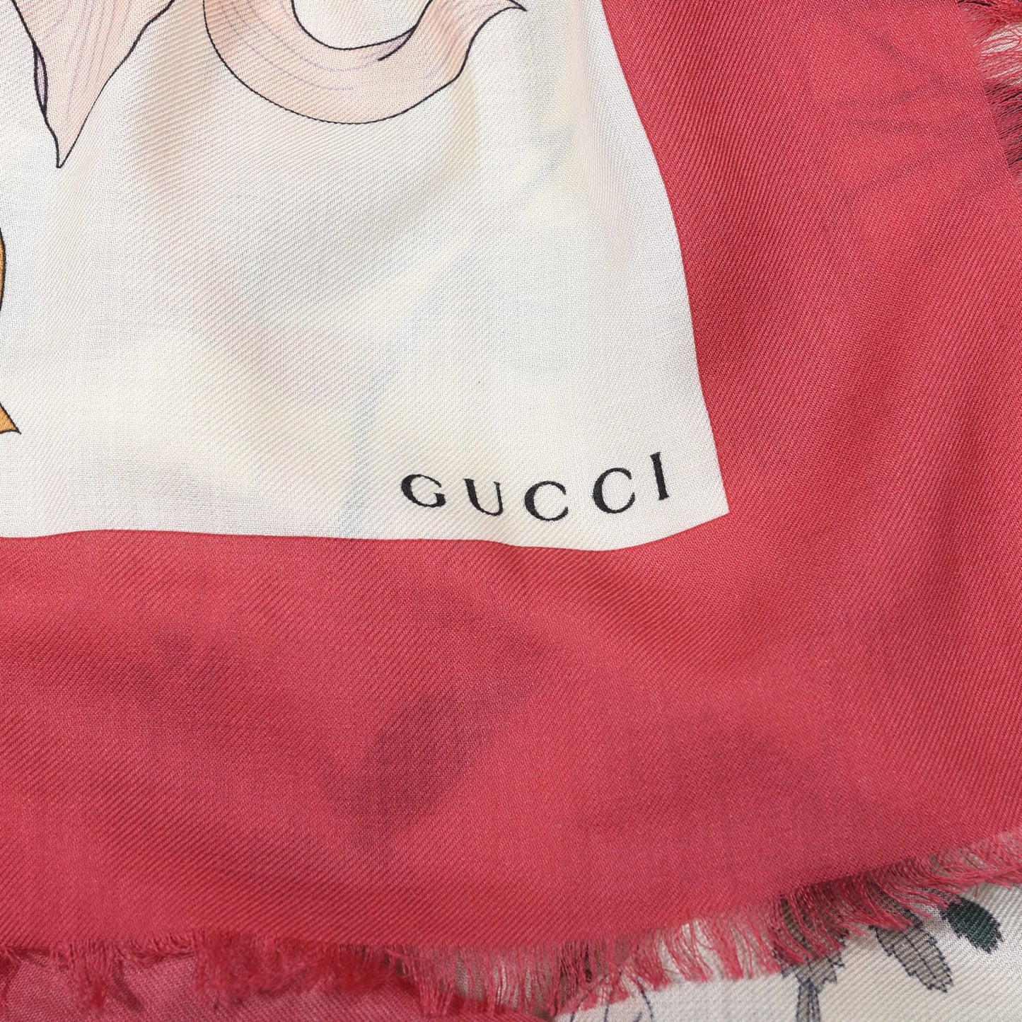 Silk Twill Flora Gothic Square Scarf Ivory Pink
