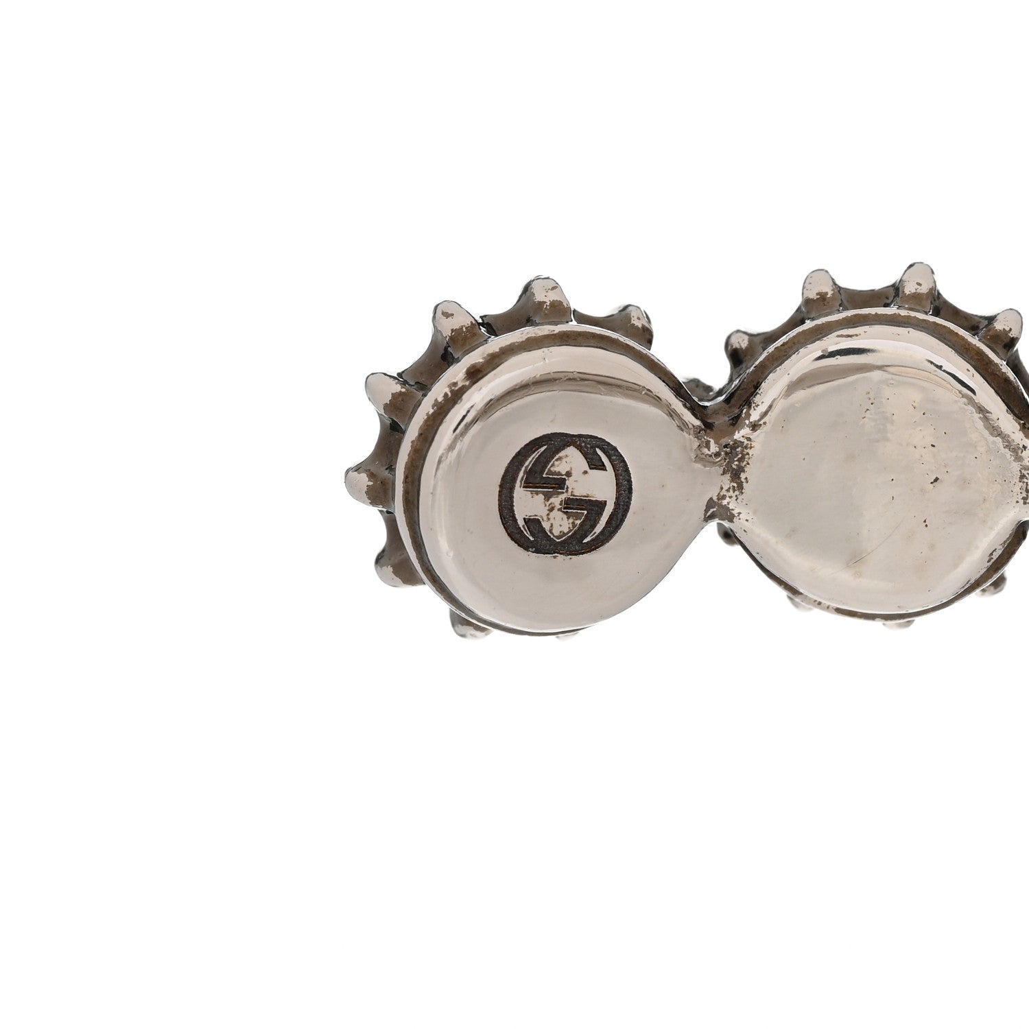 Gucci Metal Crystal Feline Cuff 16 Aged Silver Pink 7 of 8