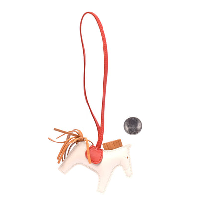 Hermes Milo Lambskin Grigri Rodeo Horse Bag Charm PM Craie Sesame Cornaline 2 of 3