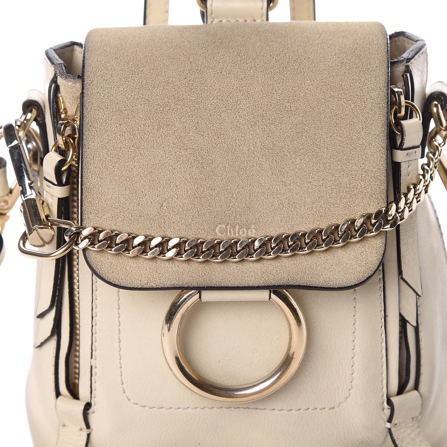 Chloe Suede Calfskin Small Faye Backpack Off White 10 of 10