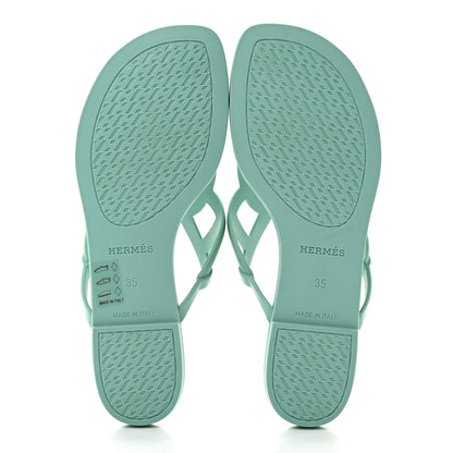 Hermes Rubber Womens Egerie Sandals 35 Vert Embrun 5 of 8