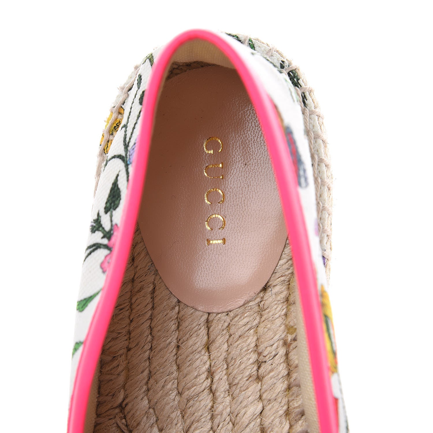 Gucci Canvas Flora Print Espadrilles 39 White Multicolor Fuxia 6 of 8