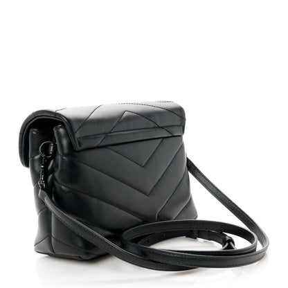 Saint Laurent Calfskin Y Quilted Monogram Monochrome Toy Loulou Crossbody Bag Black 3 of 11