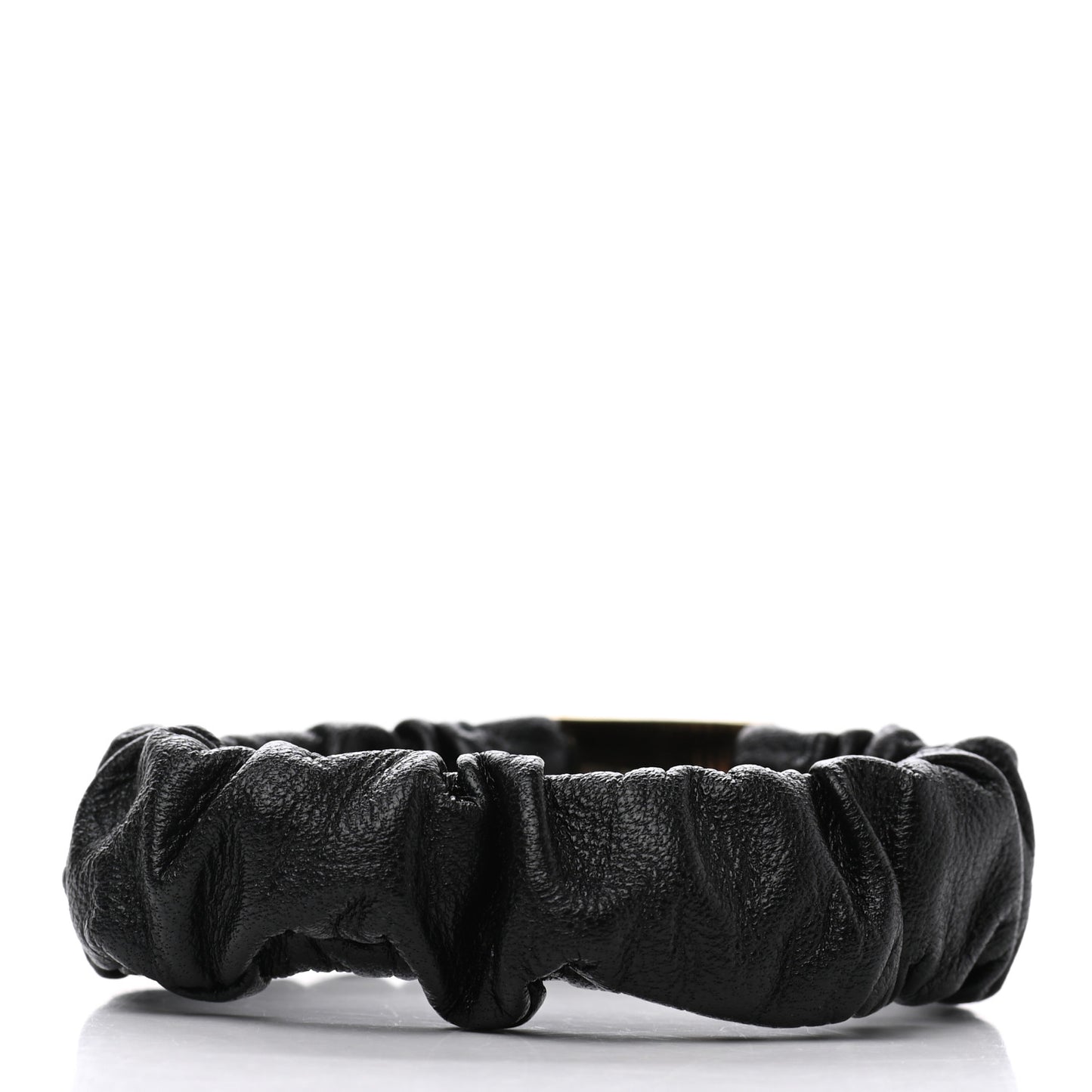 Lambskin Metal Enamel CC Hair Tie Black Gold