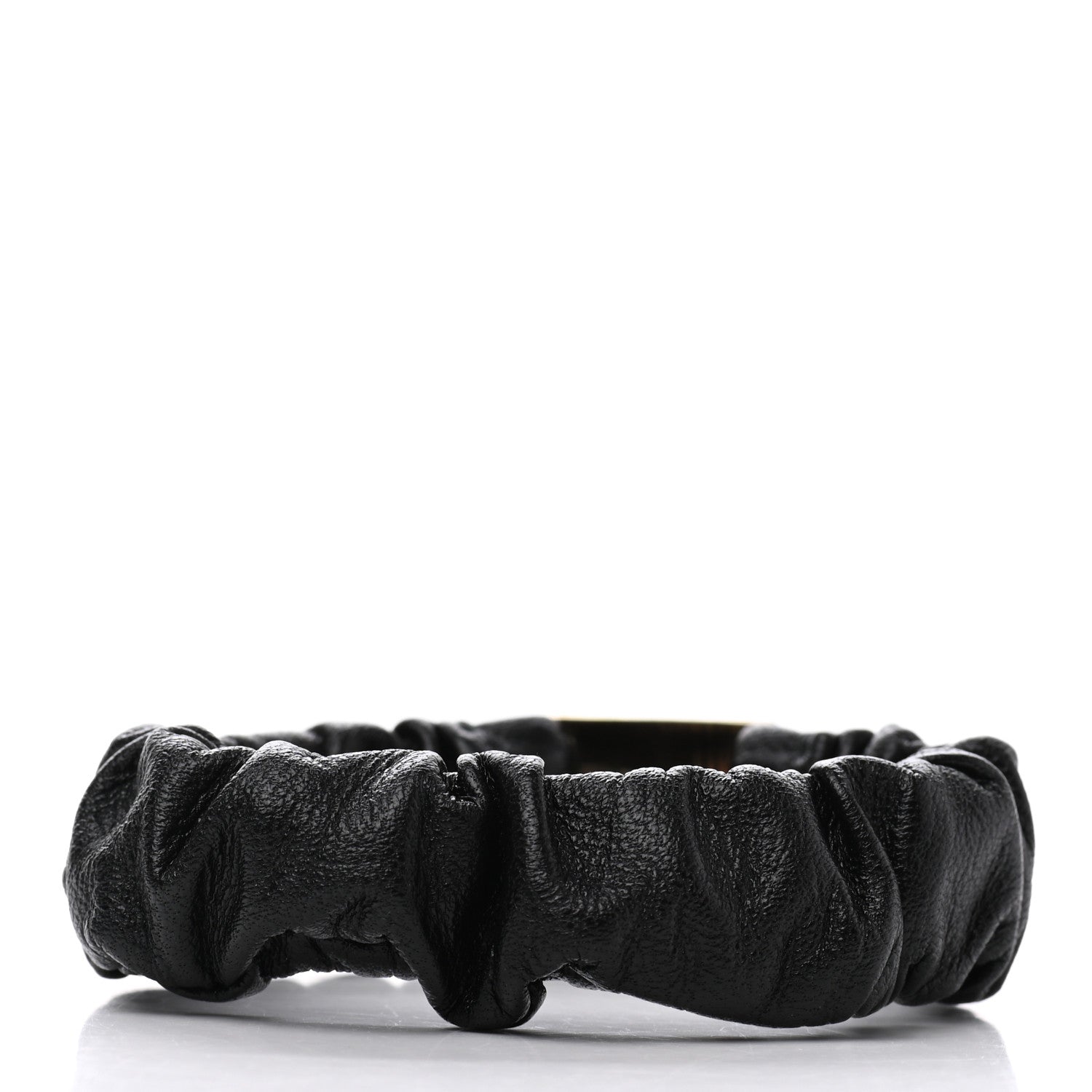 Chanel Lambskin Metal Enamel CC Hair Tie Black Gold 3 of 5