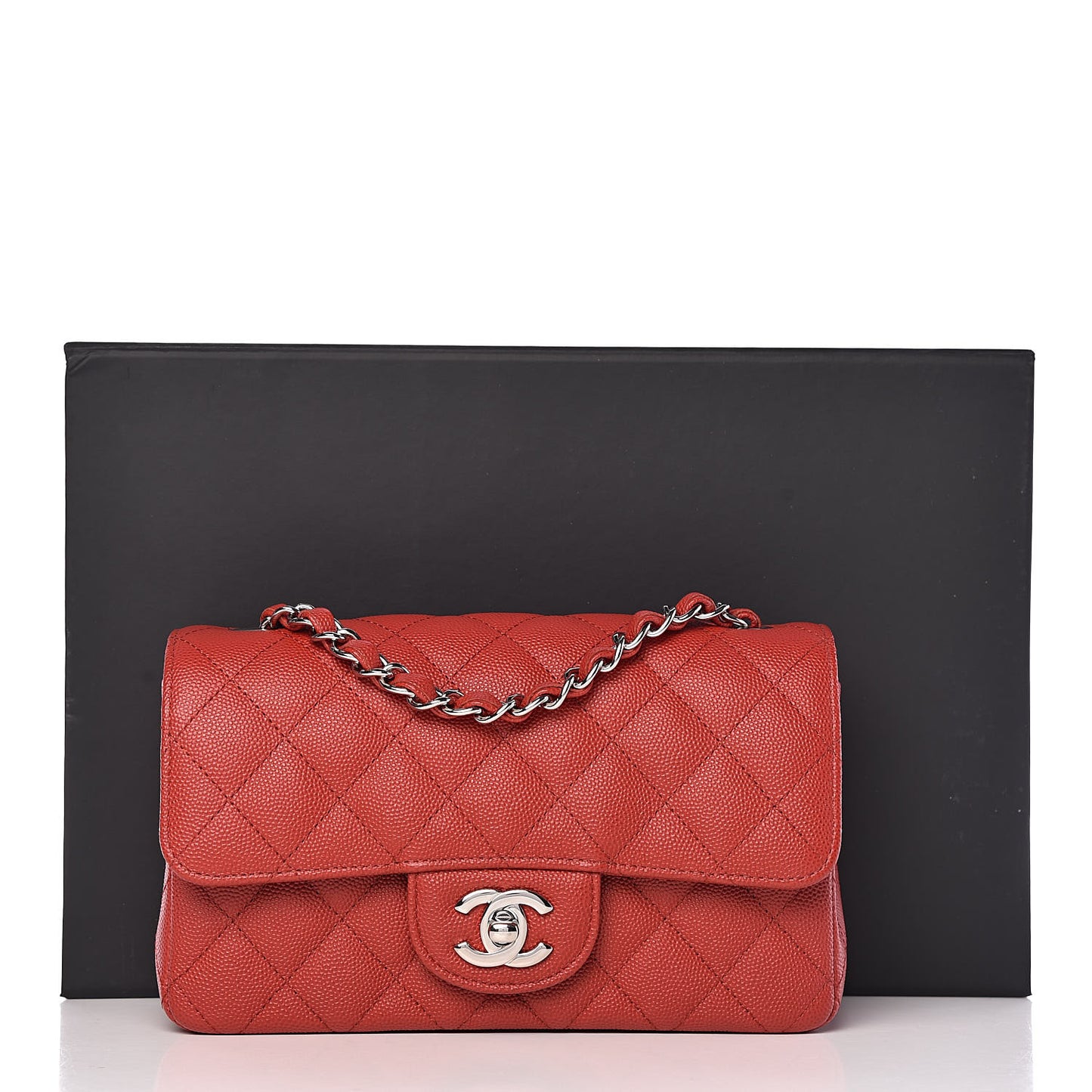 Caviar Quilted Mini Rectangular Flap Red