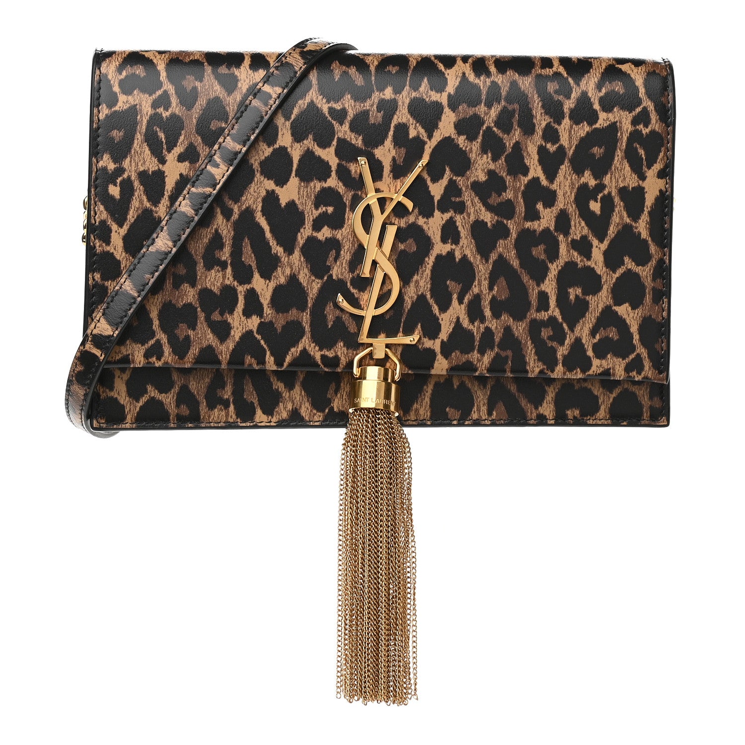 Saint Laurent Calfskin Heart Leopard Print Classic Monogram Kate Tassel Satchel Toffee 1 of 8