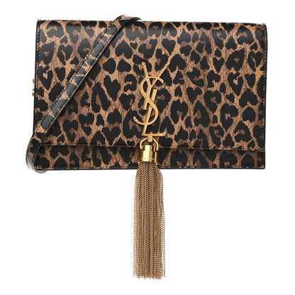 Saint Laurent Calfskin Heart Leopard Print Classic Monogram Kate Tassel Satchel Toffee 1 of 8