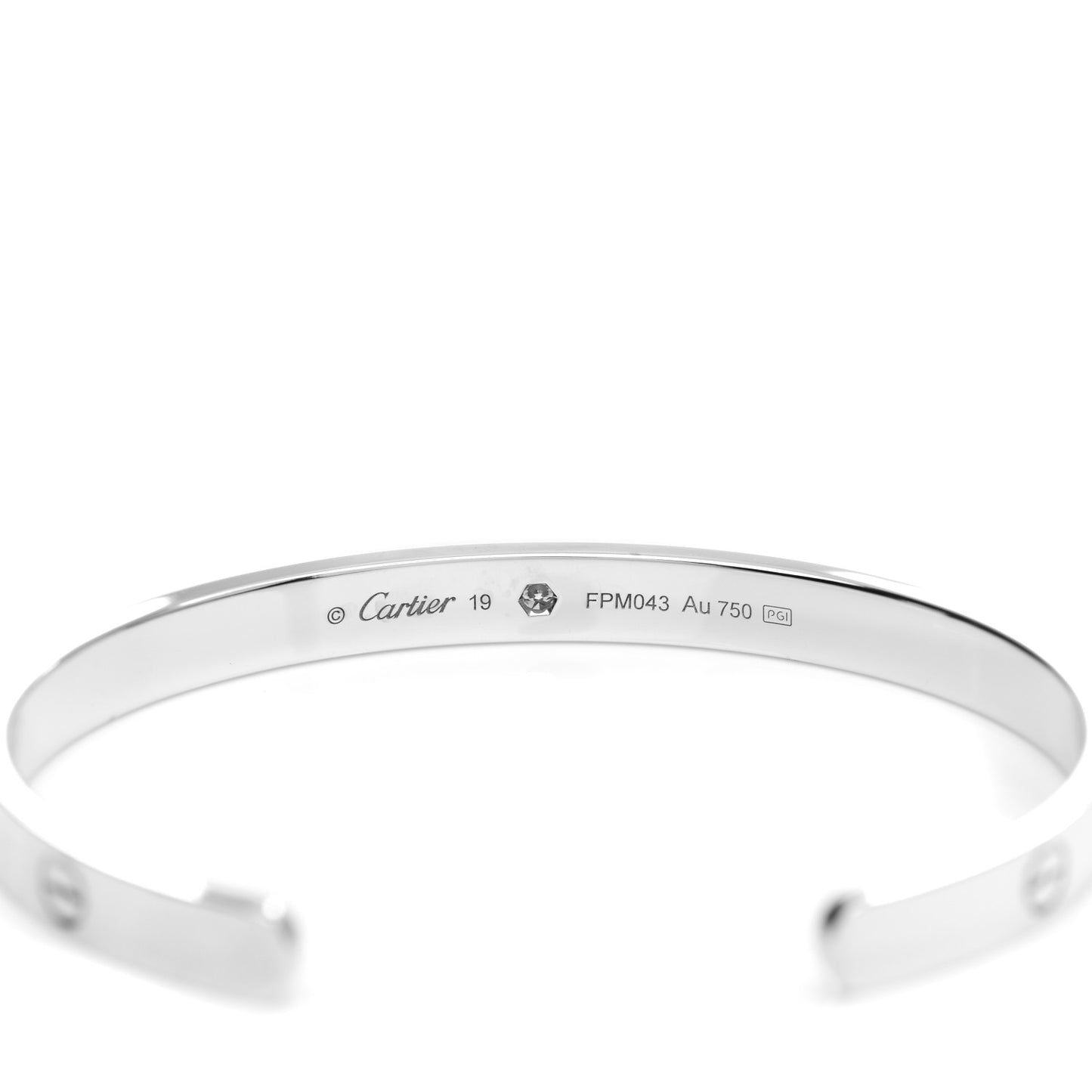 18K White Gold 1 Diamond LOVE Cuff Bracelet 19