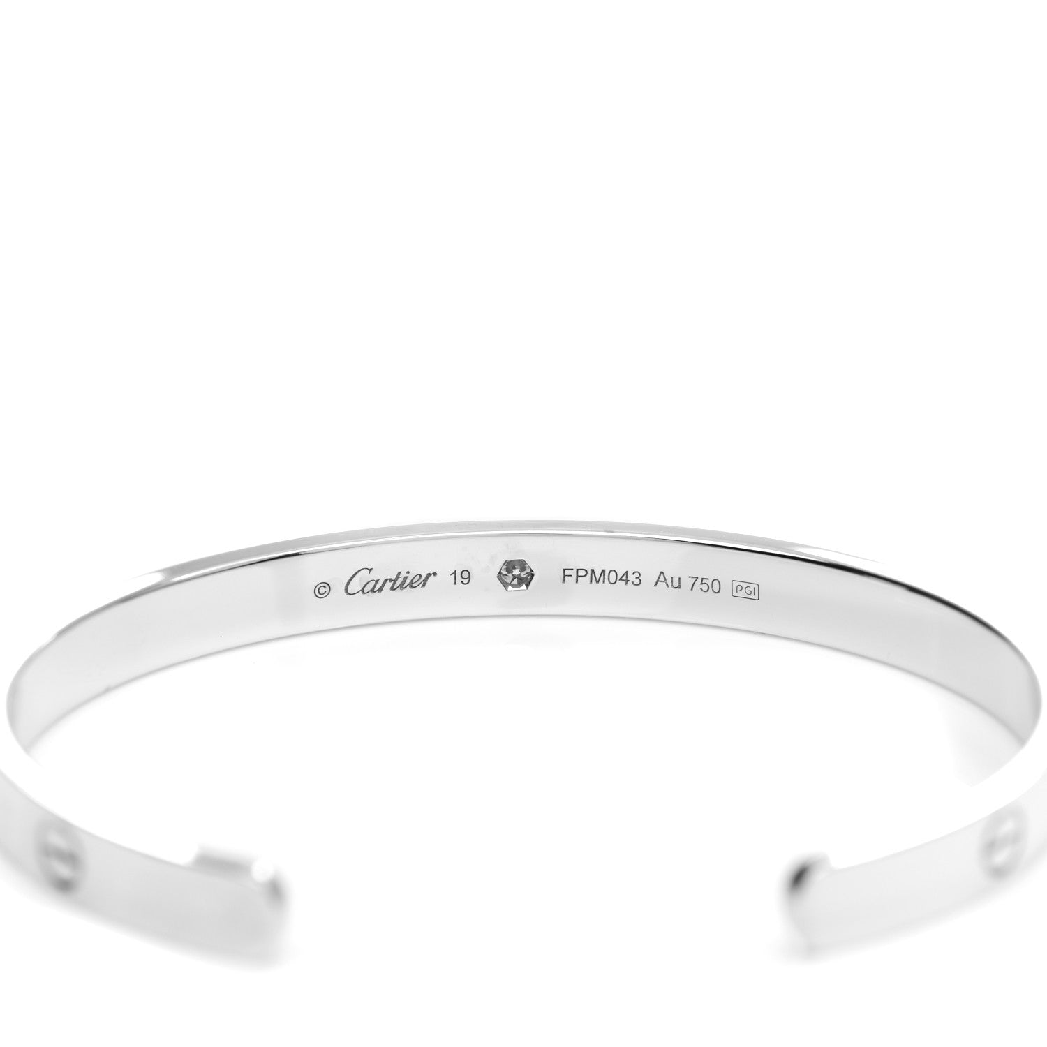 Cartier 18K White Gold 1 Diamond LOVE Cuff Bracelet 19 3 of 4