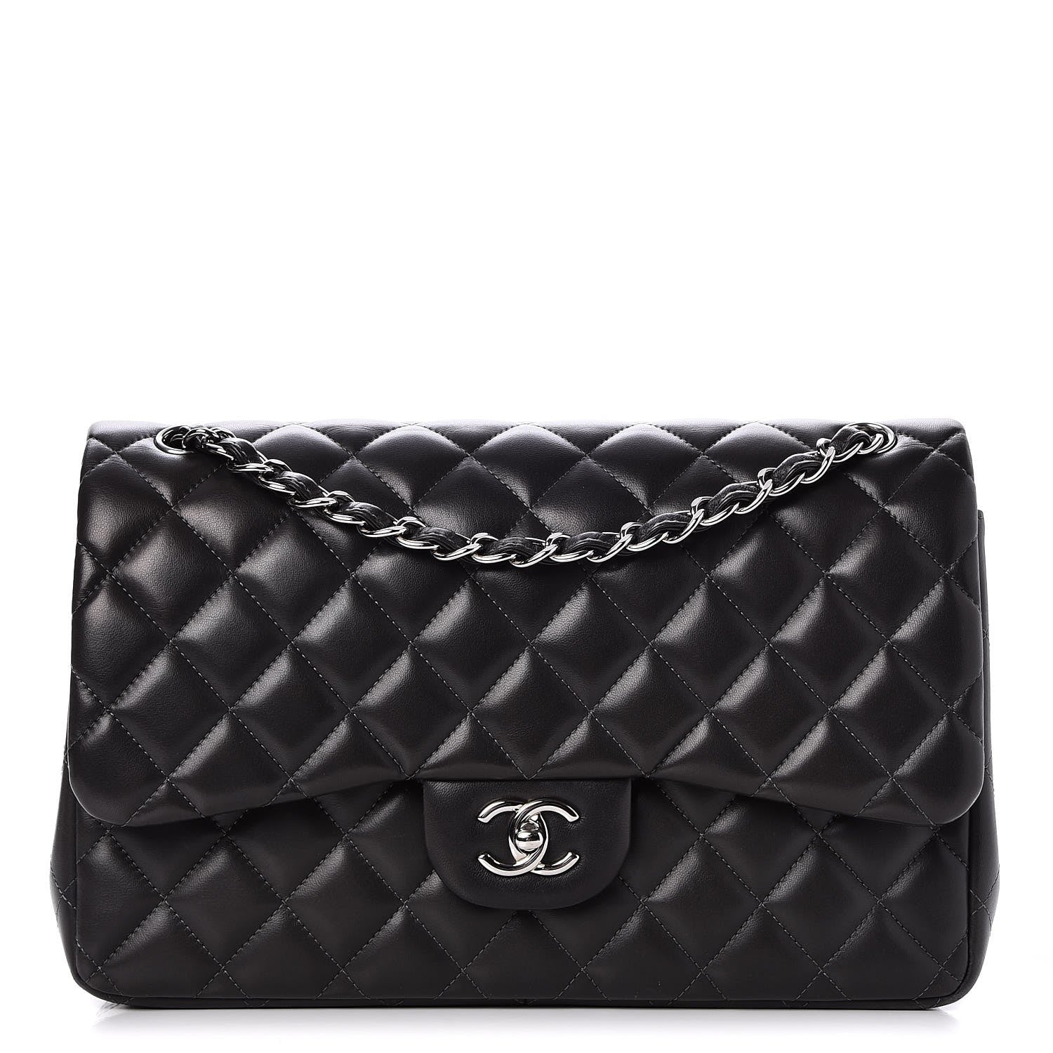 Chanel Lambskin Quilted Jumbo Double Flap Dark Grey 1 of 9