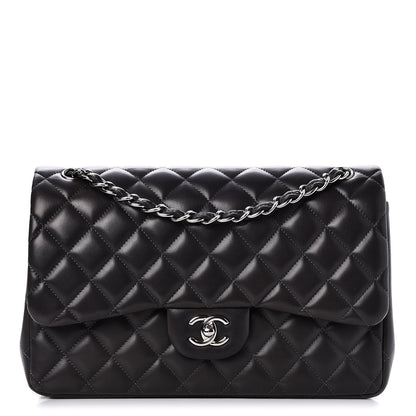 Chanel Lambskin Quilted Jumbo Double Flap Dark Grey 1 of 9