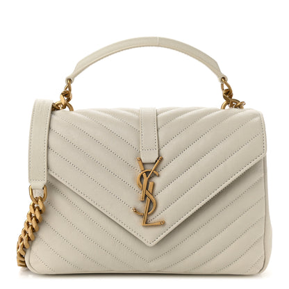 Saint Laurent Sheepskin Matelasse Chevron Monogram Medium College Bag Crema Soft 1 of 10