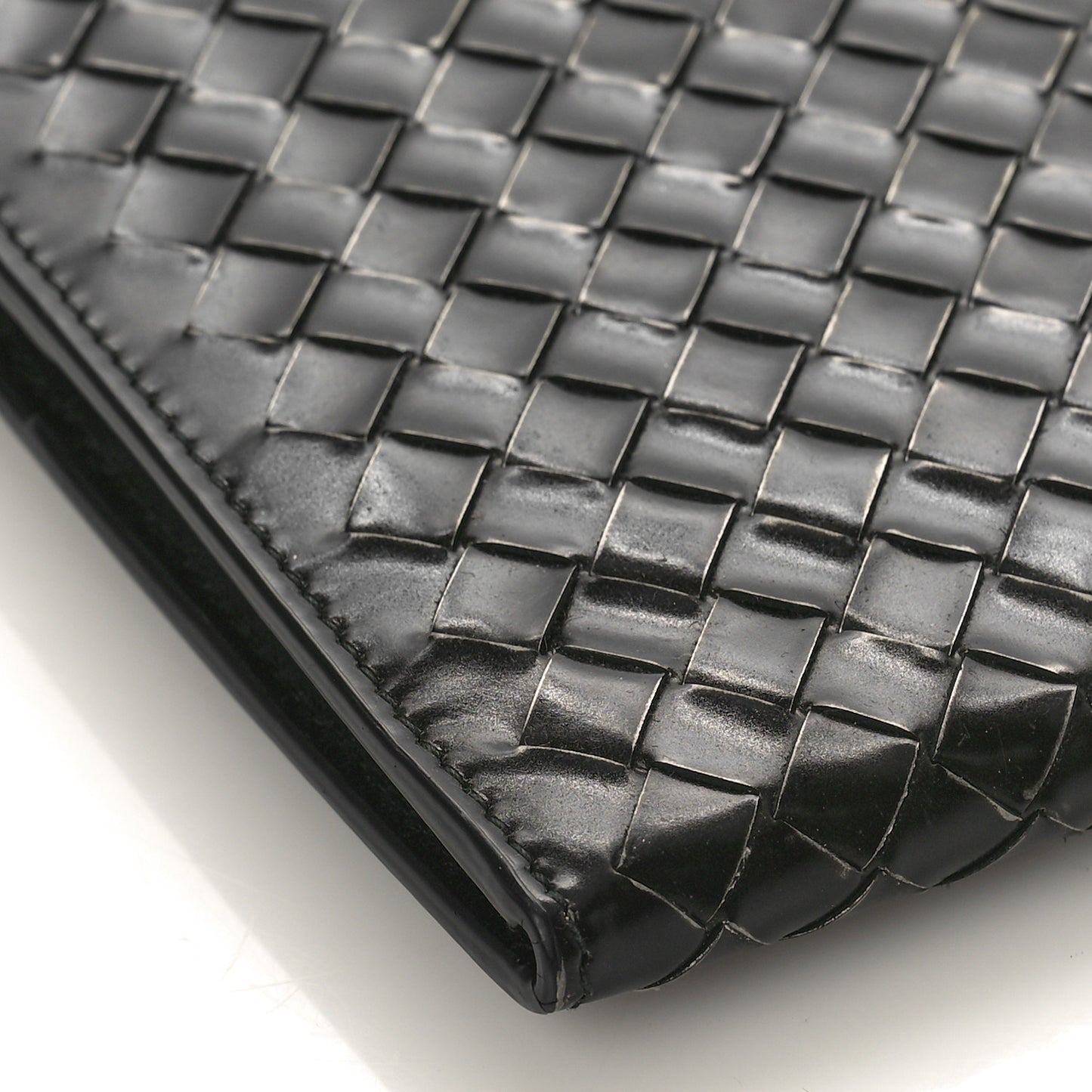 Nappa Intrecciato Flat Zip Pouch Black