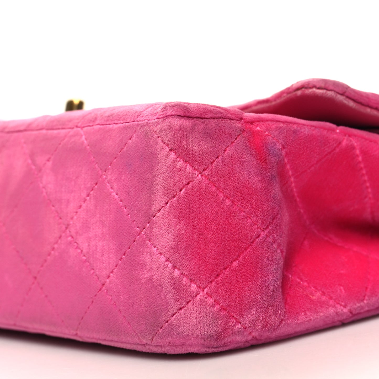 Velvet Quilted Medium Double Flap Pink