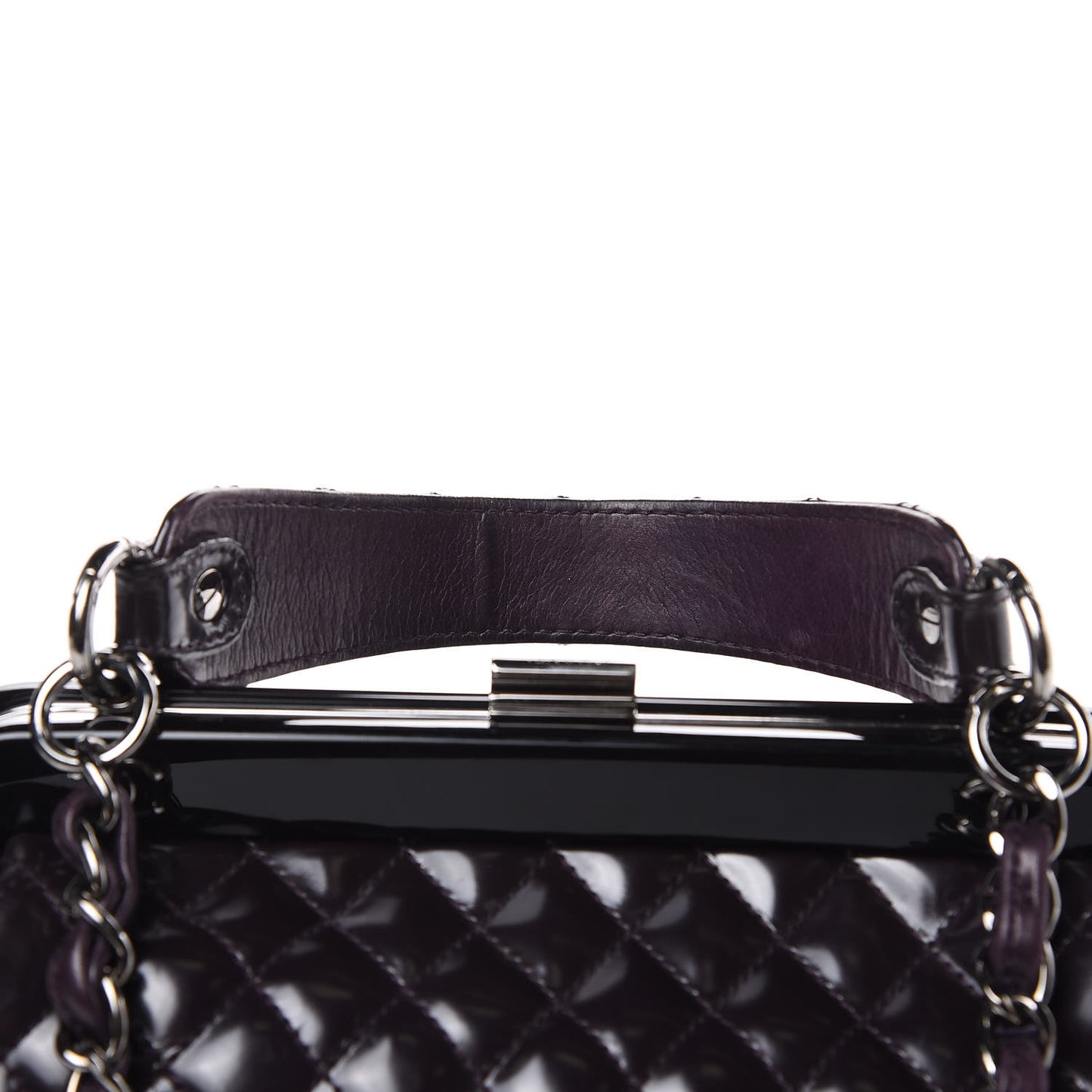 Glazed Calfskin Quilted Small Mademoiselle Frame Bag Purple