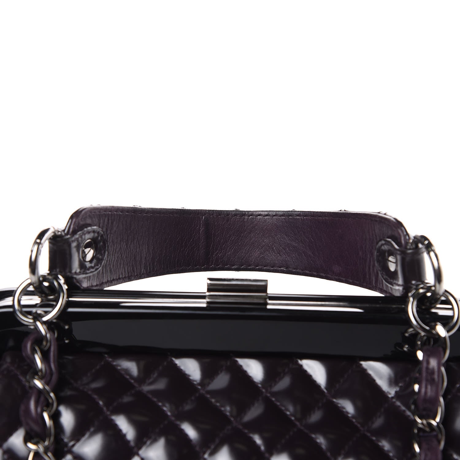 Chanel Glazed Calfskin Quilted Small Mademoiselle Frame Bag Purple 10 of 11