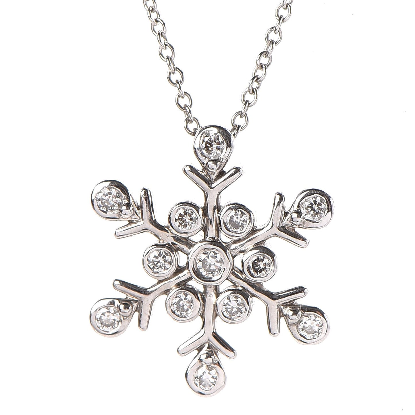 Platinum Diamond Snowflake Pendant Necklace