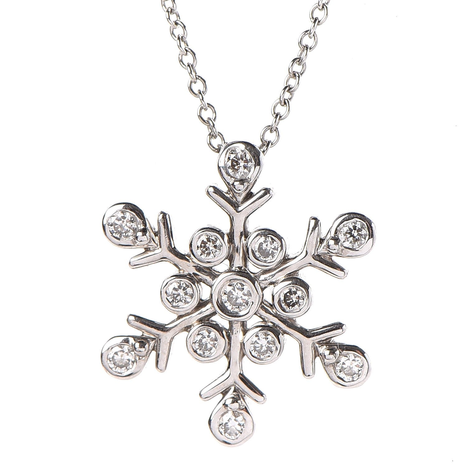 Tiffany Platinum Diamond Snowflake Pendant Necklace 4 of 8