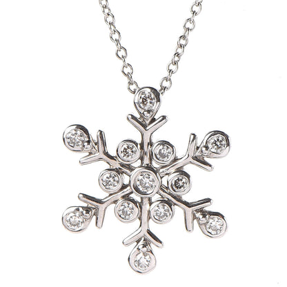 Tiffany Platinum Diamond Snowflake Pendant Necklace 4 of 8