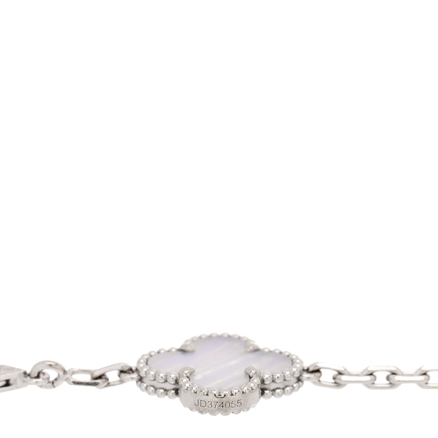 18K White Gold Chalcedony 5 Motifs Vintage Alhambra Bracelet
