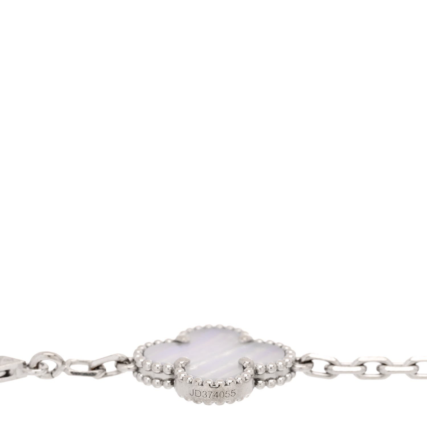 Van Cleef & Arpels 18K White Gold Chalcedony 5 Motifs Vintage Alhambra Bracelet 4 of 5