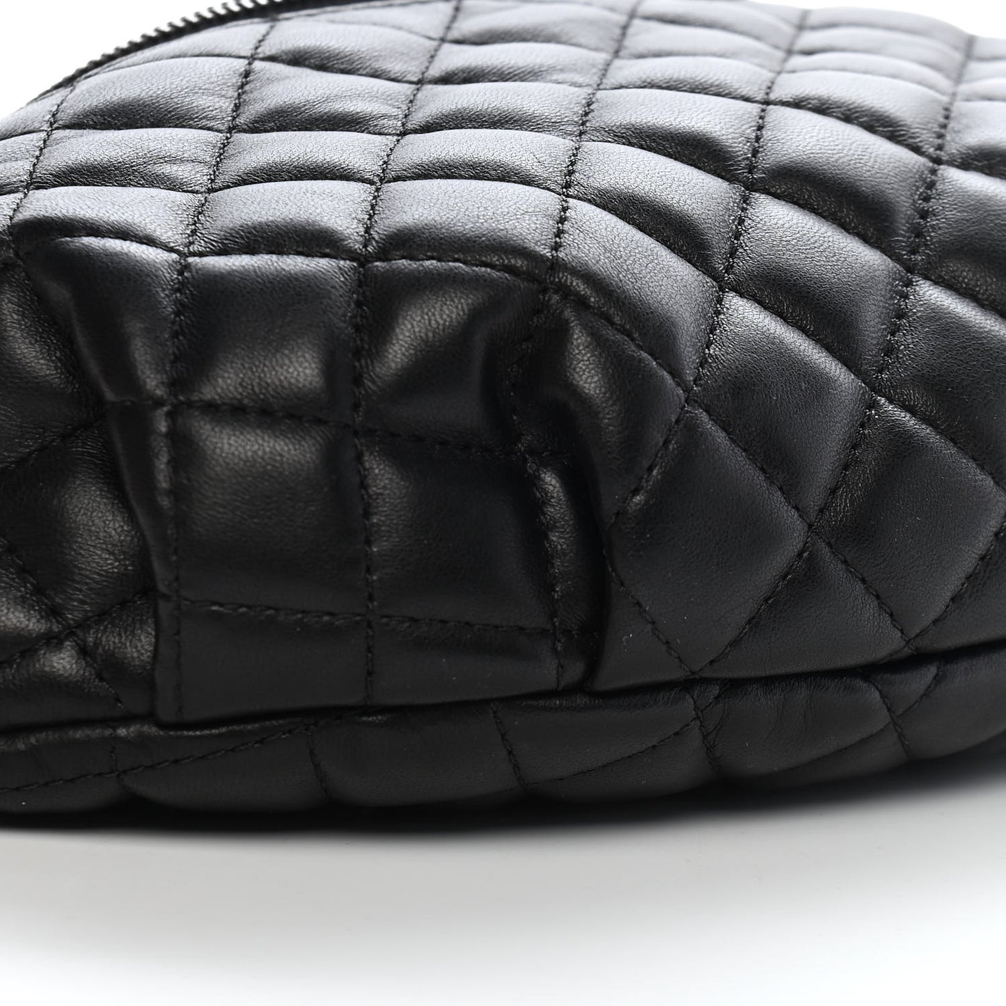 Calfskin Quilted Banane Waist Bag Fanny Pack Black