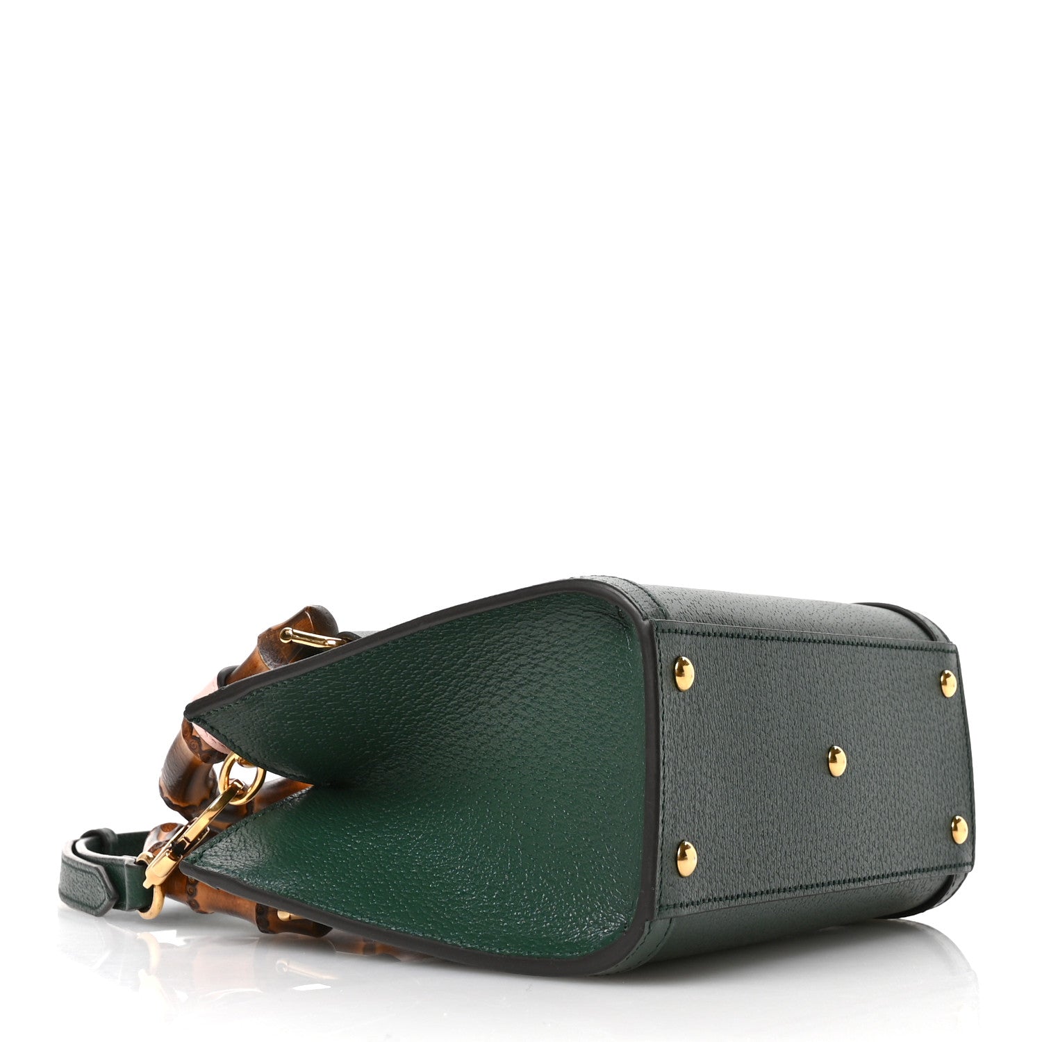 Gucci Textured Dollar Calfskin Web Mini Diana Tote Bag Vintage Green Pink 4 of 10