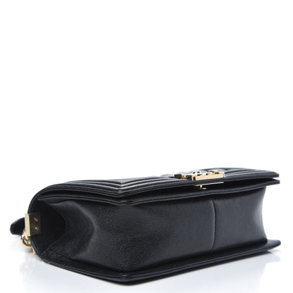 Chanel Caviar Chevron Quilted Medium Boy Flap Black 4 of 10