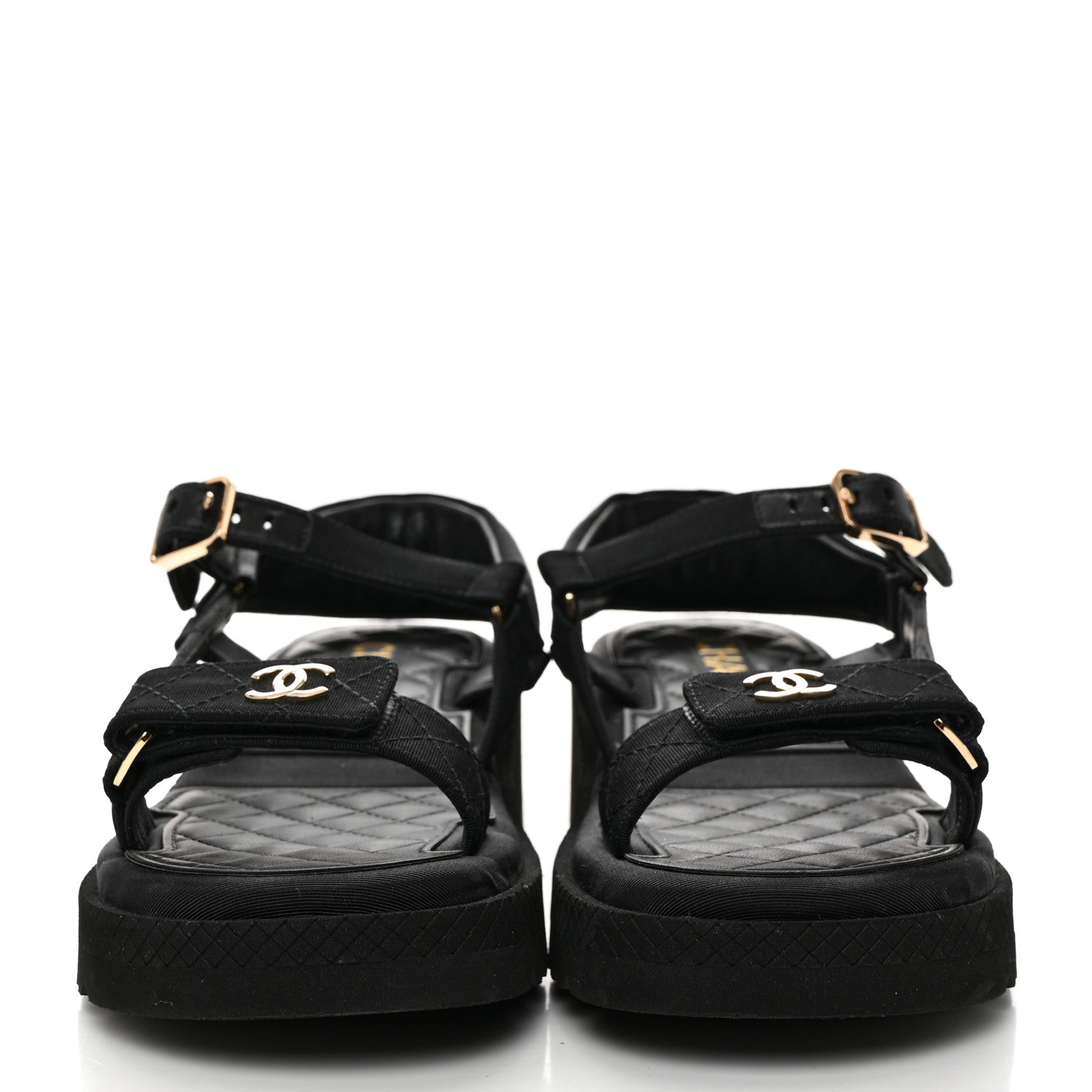 Chanel Grosgrain Logo Platform Sandals 36 Black 2 of 9