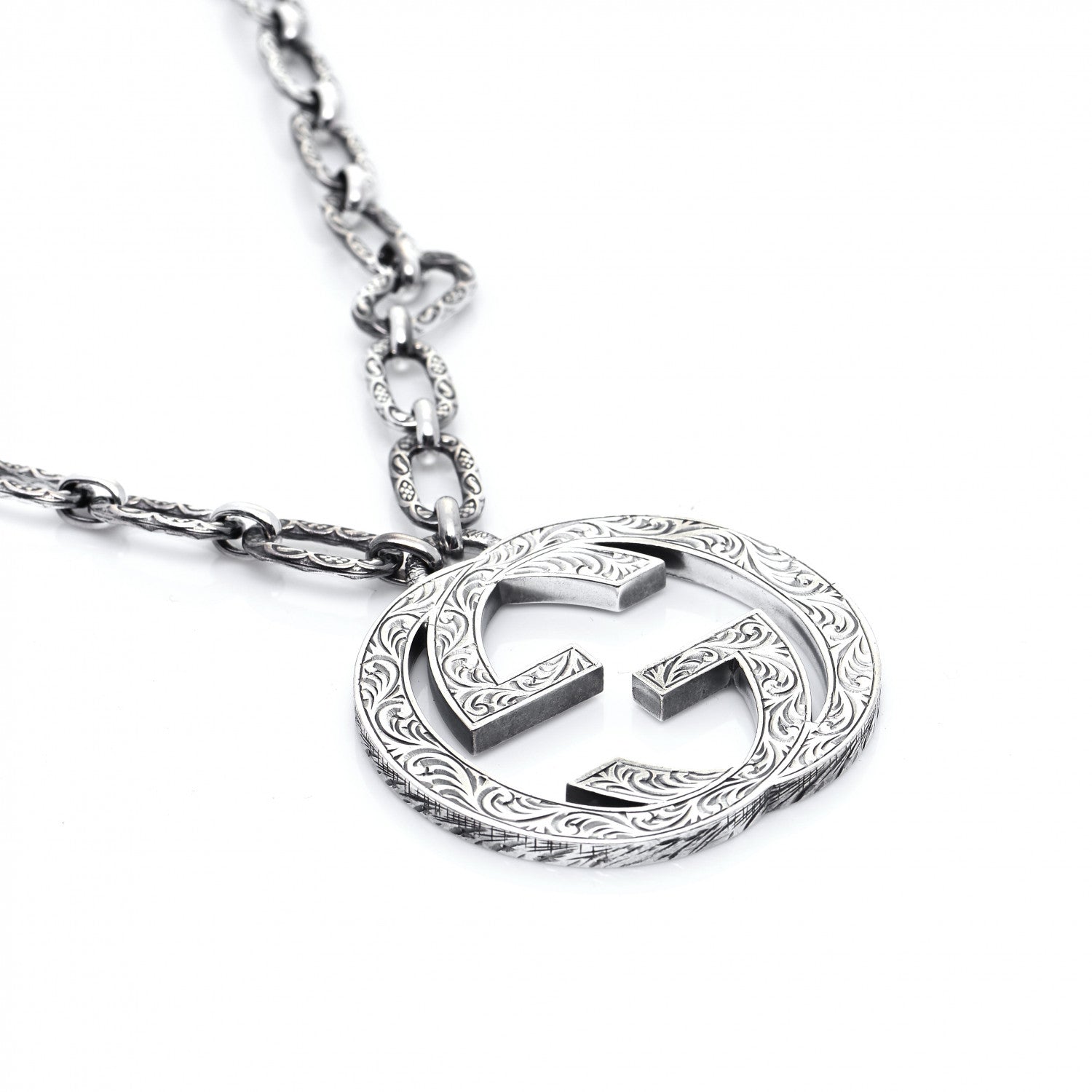 Gucci Sterling Silver Large Interlocking G Pendant Necklace 6 of 7