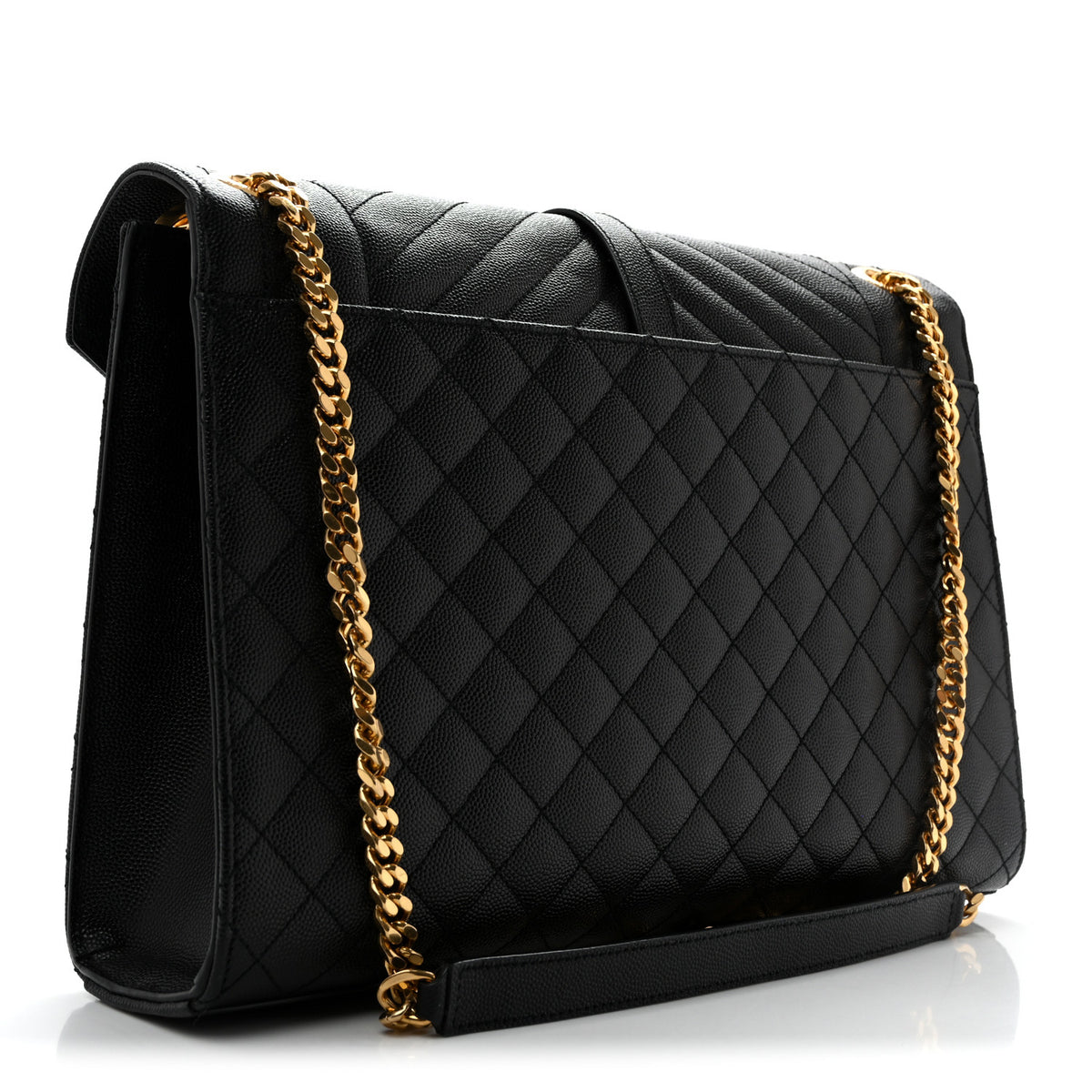 Saint Laurent Grain De Poudre Textured Mixed Matelasse Large Triquilt Monogram Satchel Black 3 of 12