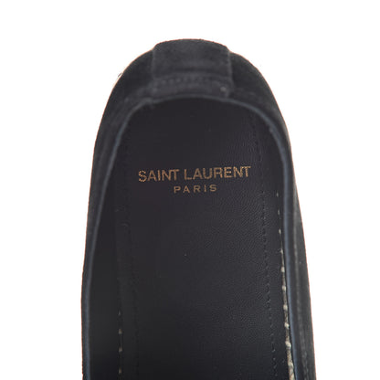 Saint Laurent Suede Monogram Espadrilles 37.5 Black 7 of 8