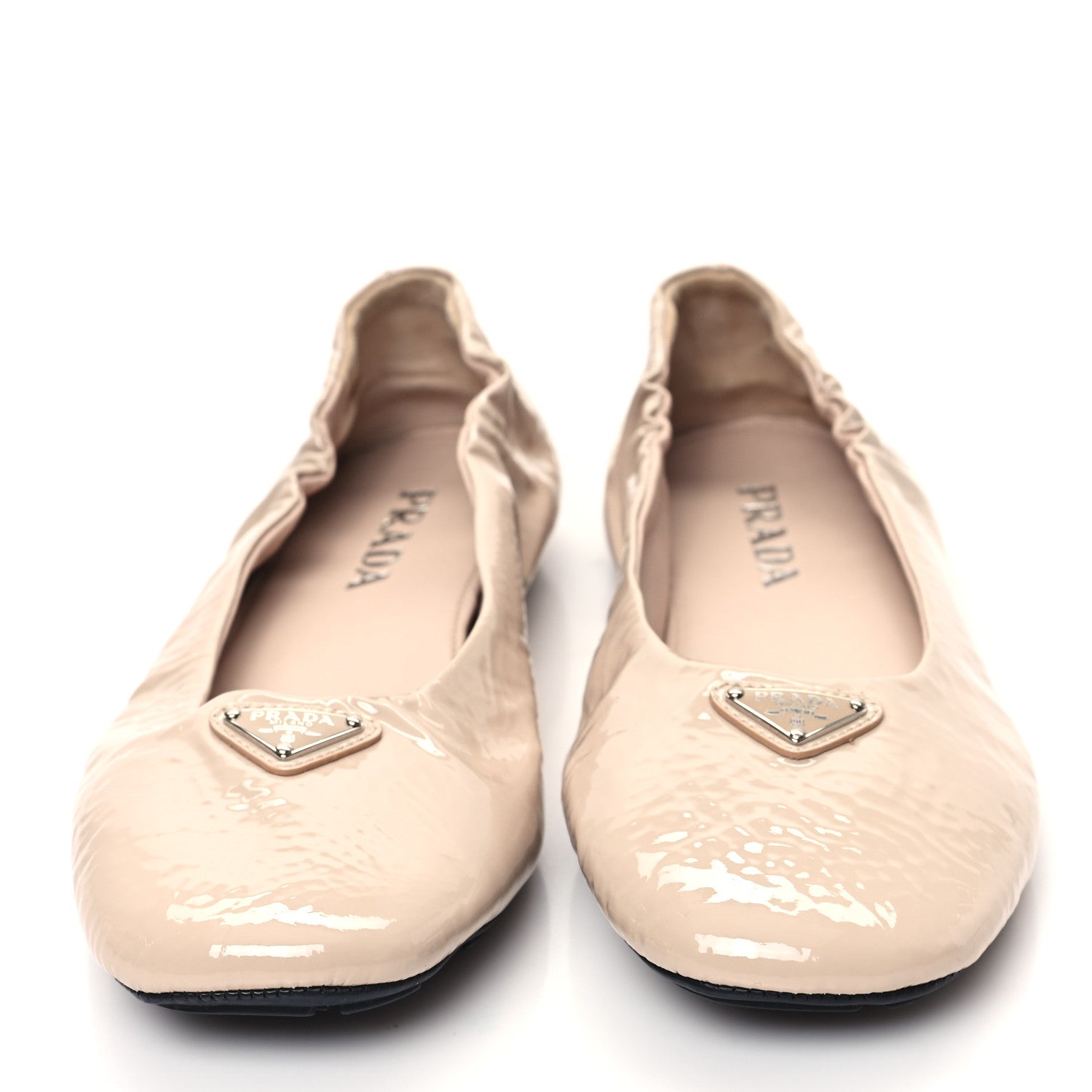 Prada Vernice Ballet Bow Flats 37 Beige 2 of 10