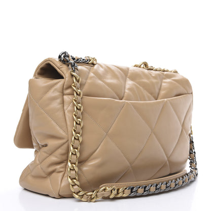 Chanel Lambskin Quilted Maxi 19 Flap Dark Beige 2 of 9