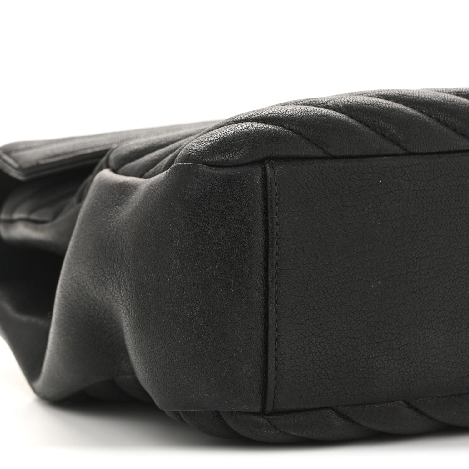 Saint Laurent Sheepskin Matelasse Chevron Monogram Monochrome Large College Satchel Black 9 of 15