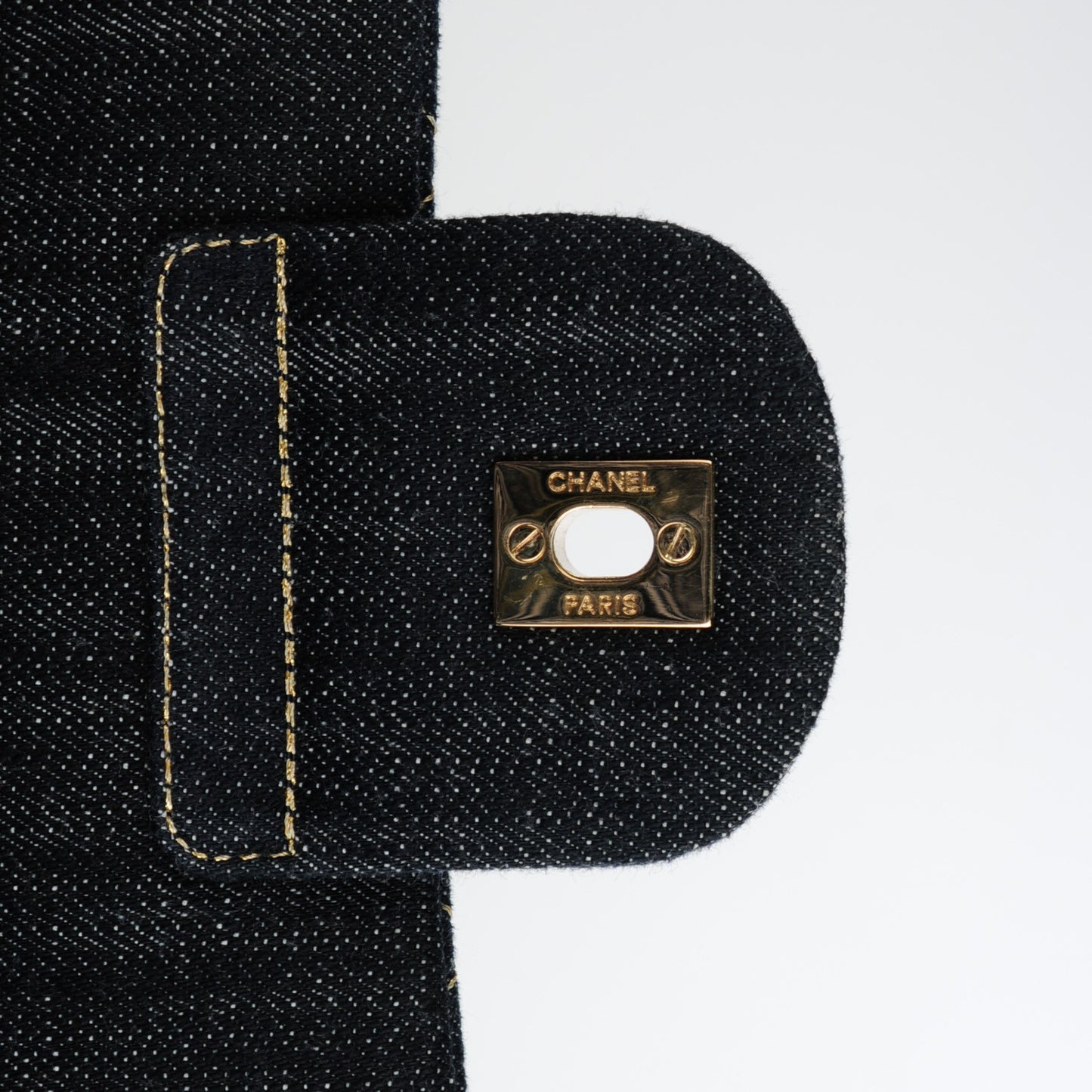 Denim Quilted Jumbo Diagonal CC Flap Blue