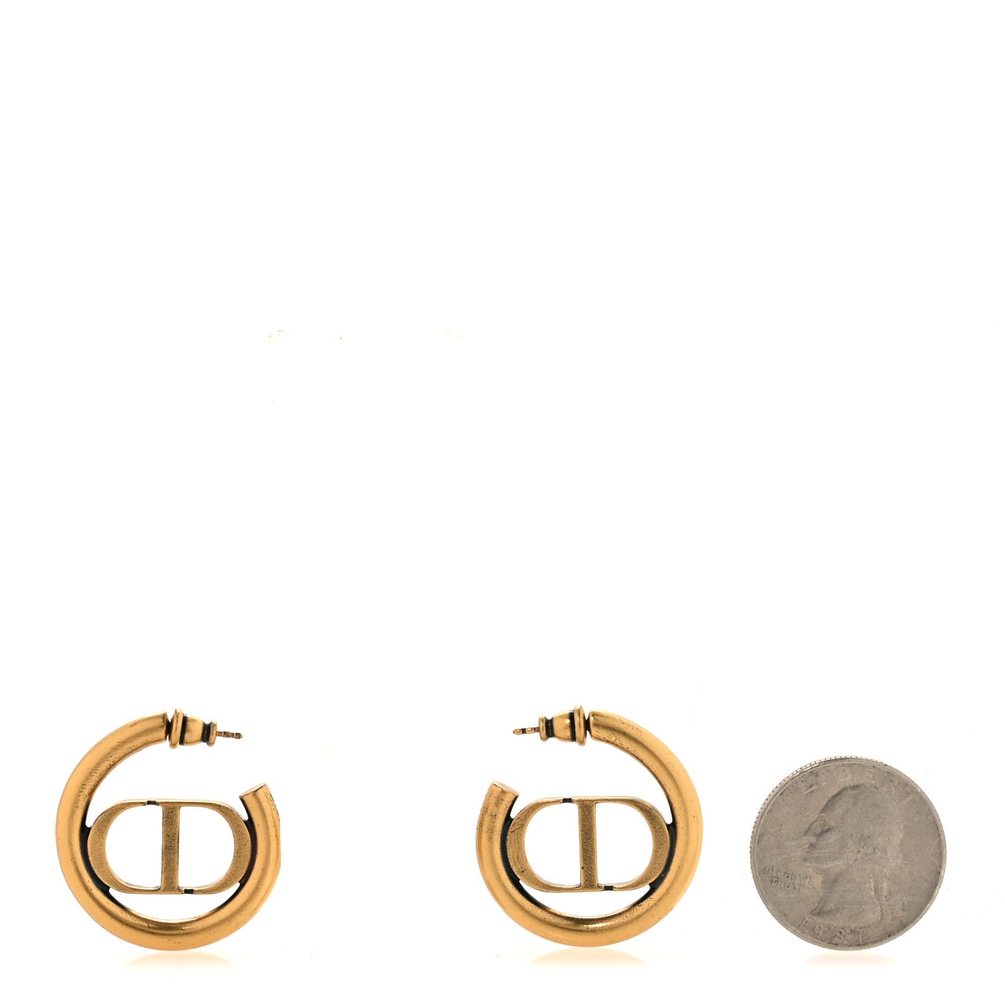 Metal 30 Montaigne Hoop Earrings Aged Gold