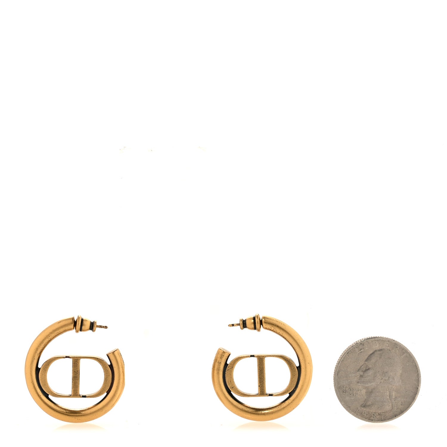 Christian Dior Metal 30 Montaigne Hoop Earrings Aged Gold 2 of 4