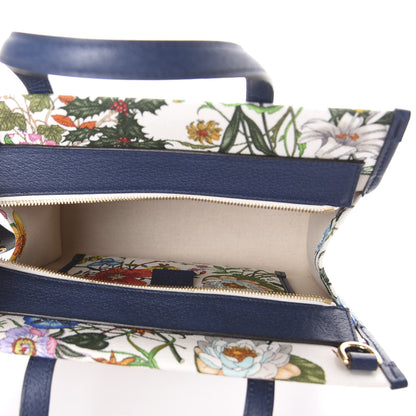 Gucci Canvas Medium Flora Tote White Multicolor Blue Agata 5 of 9