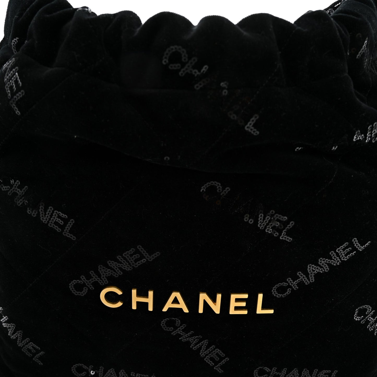 Velvet Sequin Quilted Small Chanel 22 Black