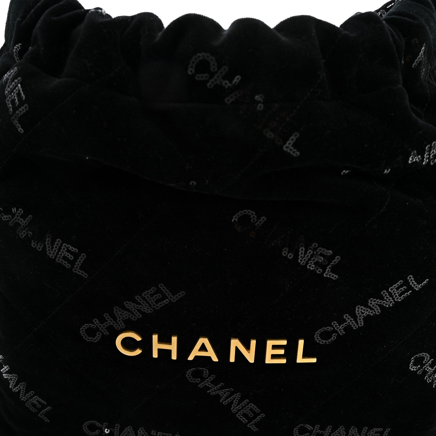 Chanel Velvet Sequin Quilted Small Chanel 22 Black 9 of 11