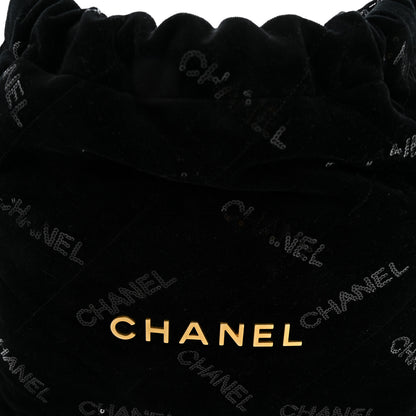 Chanel Velvet Sequin Quilted Small Chanel 22 Black 9 of 11
