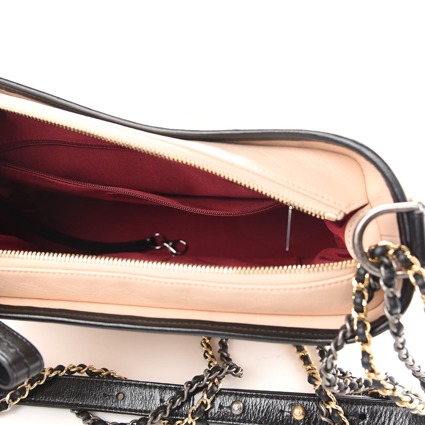 Aged Calfskin Quilted Medium Gabrielle Hobo Beige Black
