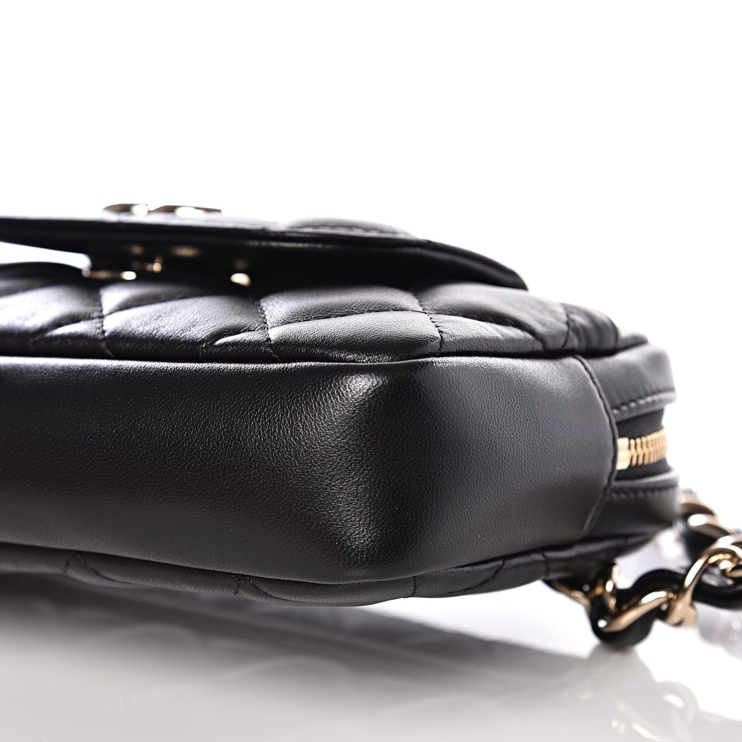 Lambskin Quilted Waist Bag Black